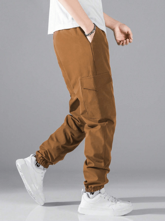 Manfinity Hypemode Men Flap Pocket Side Drawstring Waist Cargo Pants - Lolli World Marketplace