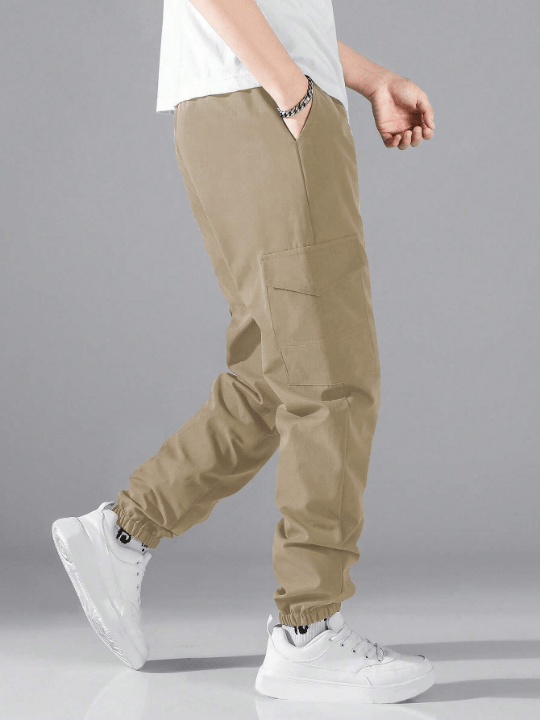 Manfinity Hypemode Men Flap Pocket Side Drawstring Waist Cargo Pants - Lolli World Marketplace
