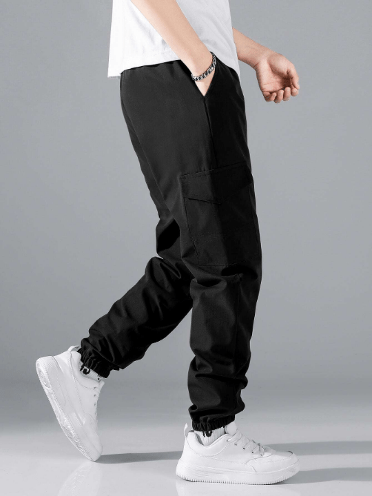 Manfinity Hypemode Men Flap Pocket Side Drawstring Waist Pants - Lolli World Marketplace