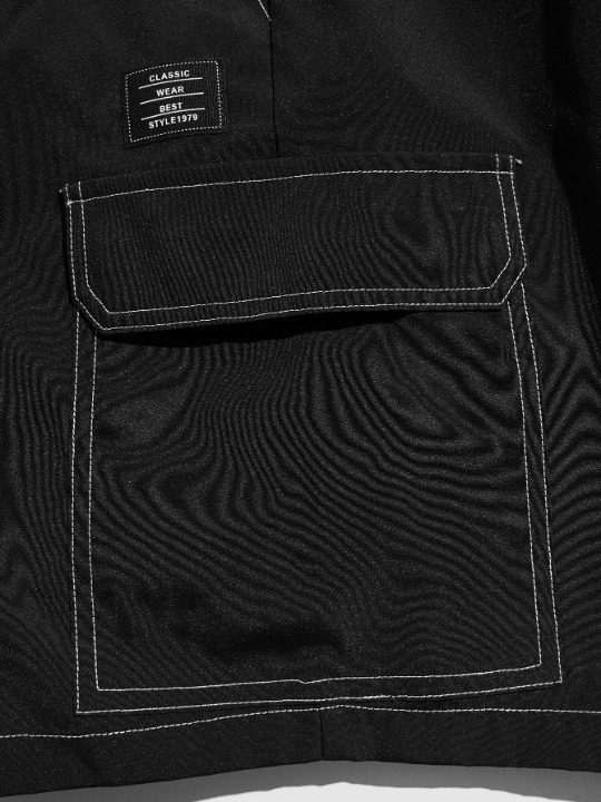 Manfinity Hypemode Men Letter Patched Detail Flap Pocket Drawstring Waist Shorts - Lolli World Marketplace