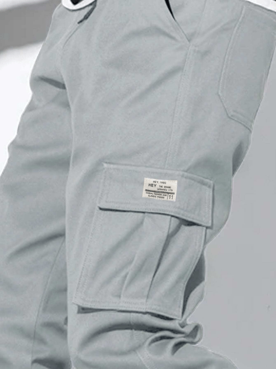 Manfinity Hypemode Men Letter Patched Flap Pocket Cargo Pants - Lolli World Marketplace