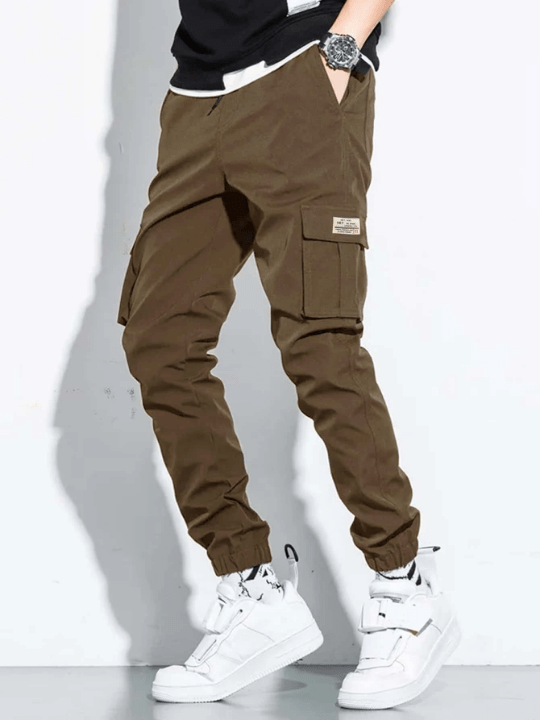Manfinity Hypemode Men Letter Patched Flap Pocket Cargo Pants - Lolli World Marketplace