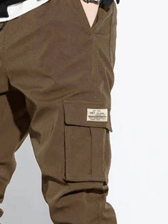 Manfinity Hypemode Men Letter Patched Flap Pocket Cargo Pants - Lolli World Marketplace