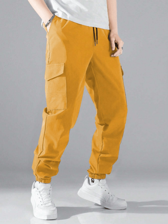 Manfinity Hypemode Men's Drawstring Waist Cargo Pants With Pockets - Lolli World Marketplace