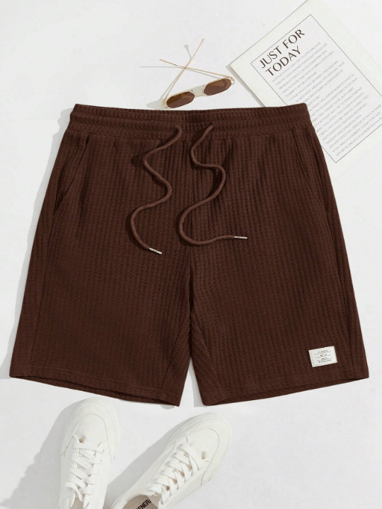 Manfinity Hypemode Men's Drawstring Waist Casual Shorts With Alphabet Print - Lolli World Marketplace