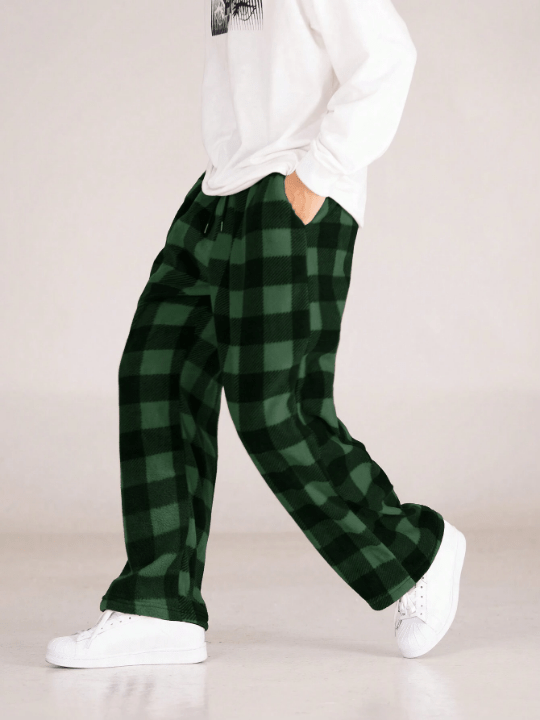 Manfinity Hypemode Men's Gingham Checked Pattern Trousers With Slanted Pockets - Lolli World Marketplace