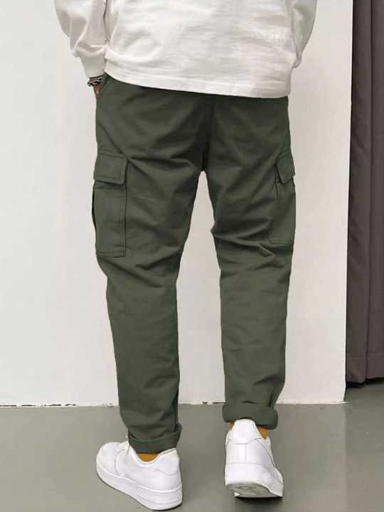 Manfinity Hypemode Men's Loose Fit Cargo Pants With Flap Pockets On Side - Lolli World Marketplace