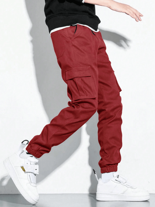 Manfinity Hypemode Men's Loose Fit Cargo Pants With Patchwork Embellishment - Lolli World Marketplace