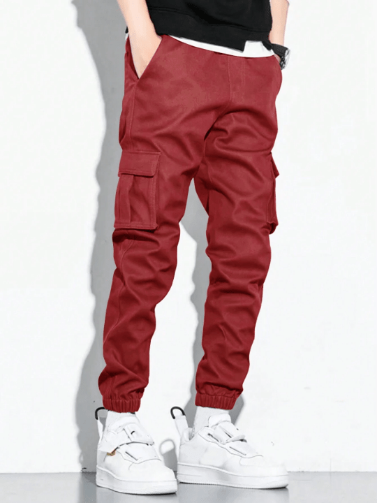 Manfinity Hypemode Men's Loose Fit Cargo Pants With Patchwork Embellishment - Lolli World Marketplace