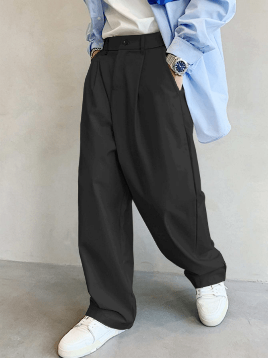 Manfinity Hypemode Men's Loose Fit Pleated Pants With Slant Pockets - Lolli World Marketplace