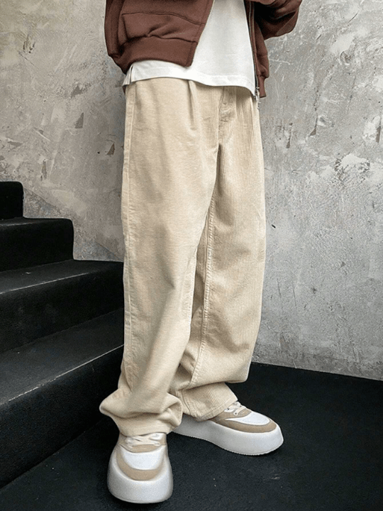 Manfinity Hypemode Men's Loose Solid Color Drawstring Waist Pants - Lolli World Marketplace
