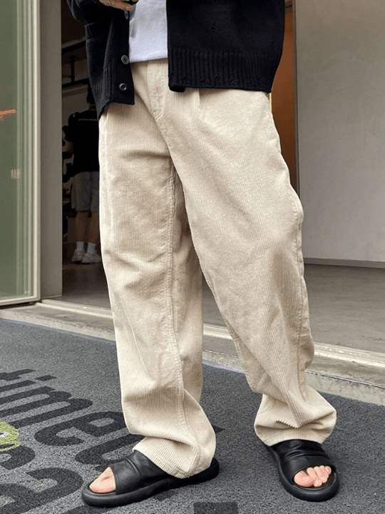 Manfinity Hypemode Men's Loose Solid Color Drawstring Waist Pants - Lolli World Marketplace