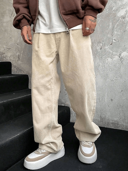 Manfinity Hypemode Men's Loose Solid Color Drawstring Waist Pants - Lolli World Marketplace