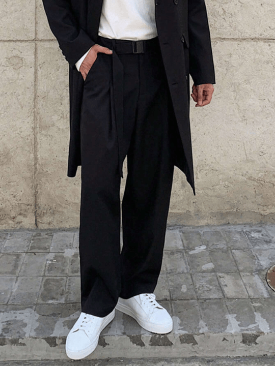 Manfinity Hypemode Men's Solid Color Elastic Waist And Pleated Pants - Lolli World Marketplace
