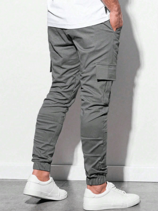 Manfinity LEGND Men Flap Pocket Drawstring Waist Cargo Pants - Lolli World Marketplace