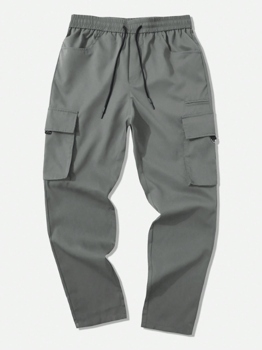 Manfinity LEGND Men's Drawstring Waist Flap Pocket Straight Leg Pants - Lolli World Marketplace