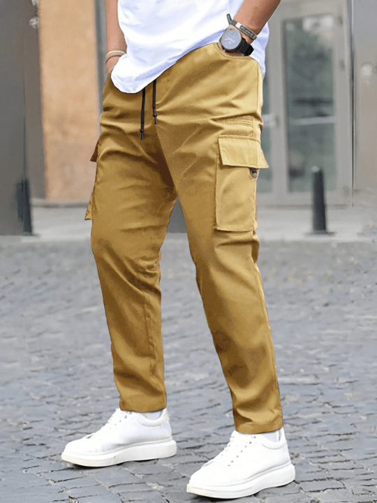Manfinity LEGND Men's Solid Color Drawstring Waist Work Pants - Lolli World Marketplace