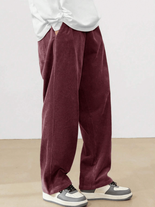 Manfinity Loose Fit Men's Corduroy Pants With Slanted Pockets - Lolli World Marketplace