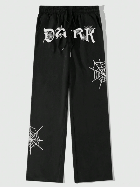 Manfinity Loose Fit Men's Letter Graphic Drawstring Sweatpants With Slant Pockets - Lolli World Marketplace