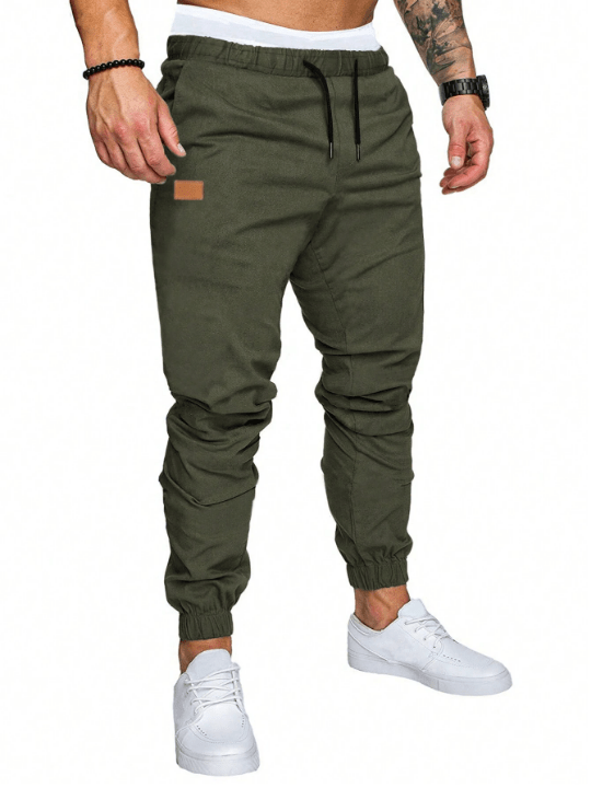 Manfinity Loose Fit Men's Patchwork Detail Drawstring Waist Pants - Lolli World Marketplace
