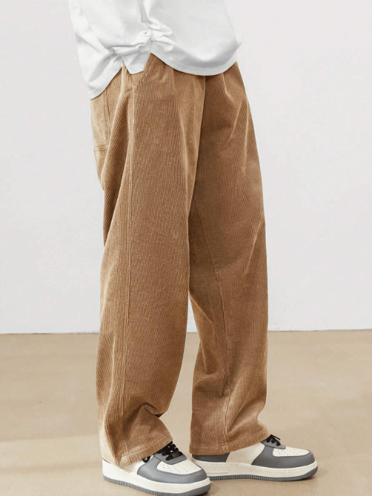 Manfinity Loose Men's Corduroy Trousers With Diagonal Pockets - Lolli World Marketplace