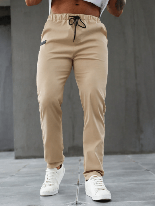 Manfinity Men Letter Patched Detail Drawstring Waist Pants - Lolli World Marketplace