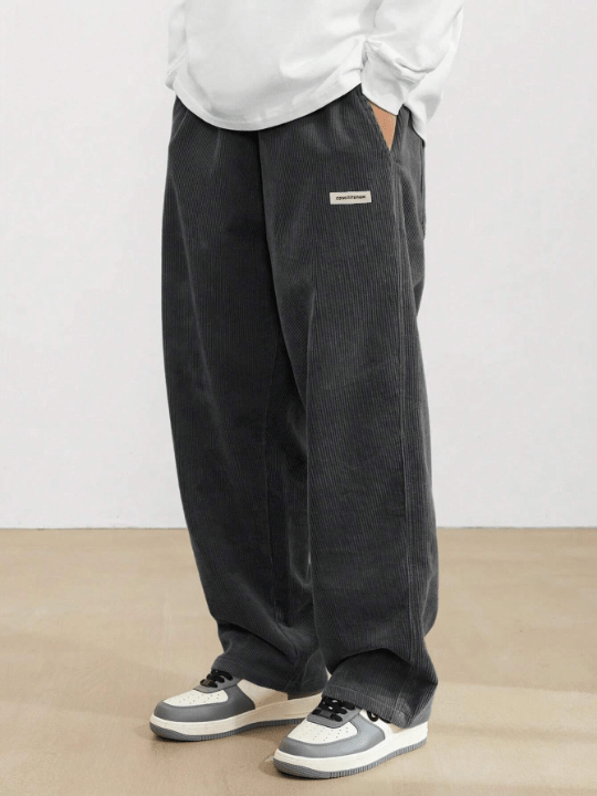 Manfinity Men's Loose - Fit Letter Patchwork Drawstring Waist Pants - Lolli World Marketplace