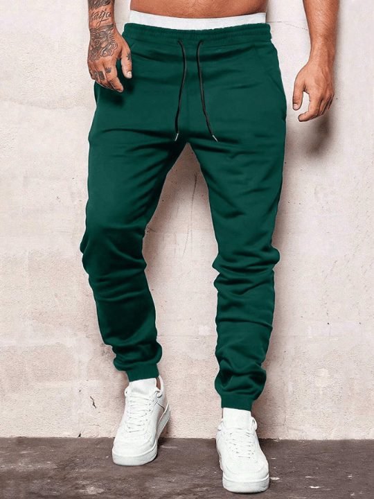 Manfinity Men's Solid Color Drawstring Waist Pants - Lolli World Marketplace