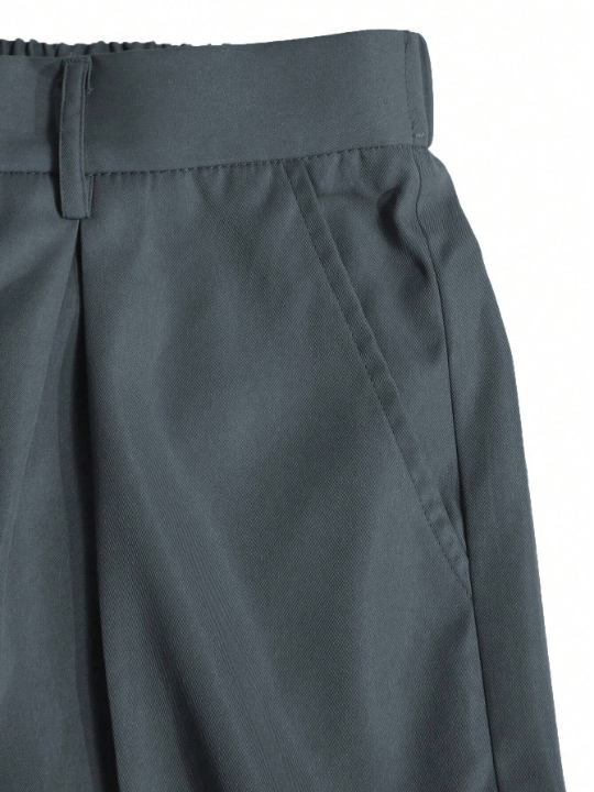 Manfinity Men's Solid Color Wide Leg Pants With Pleats And Slant Pockets - Lolli World Marketplace