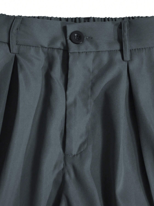 Manfinity Men's Solid Color Wide Leg Pants With Pleats And Slant Pockets - Lolli World Marketplace