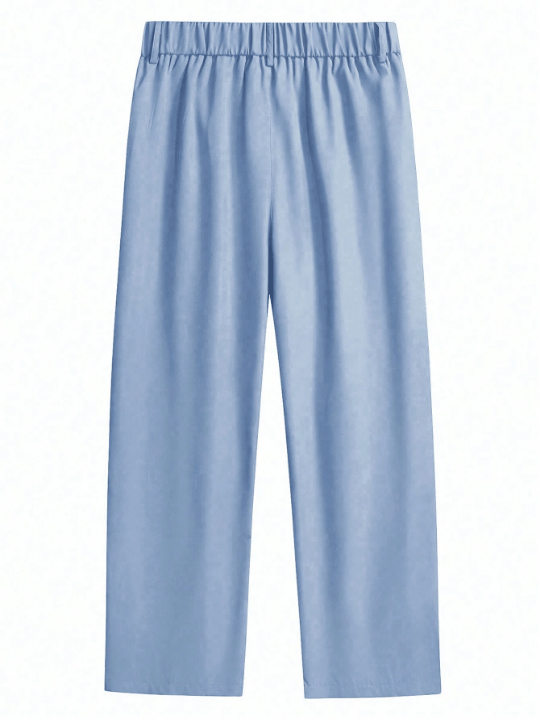 Manfinity Men's Wide Leg Trousers With Pleats And Slanted Pockets In Solid Color - Lolli World Marketplace