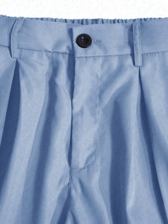 Manfinity Men's Wide Leg Trousers With Pleats And Slanted Pockets In Solid Color - Lolli World Marketplace