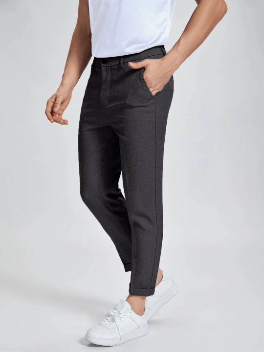 Manfinity Mode Men Solid Zipper Fly Pants - Lolli World Marketplace