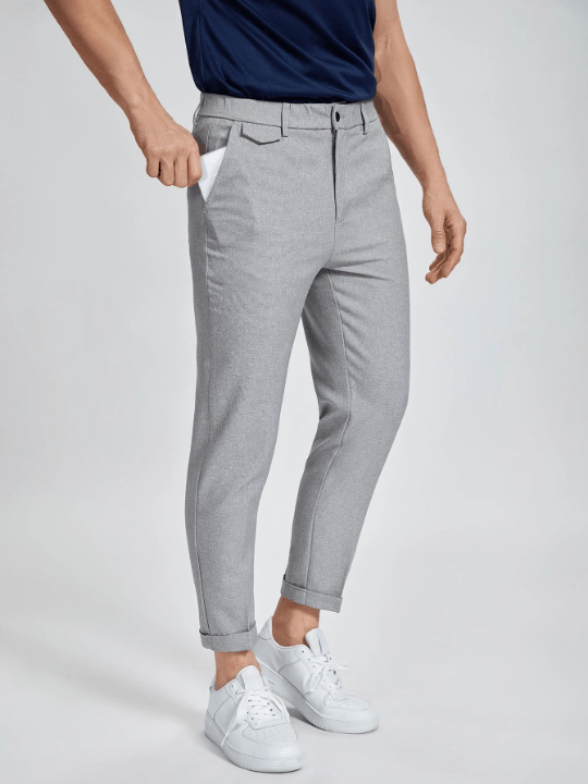 Manfinity Mode Men Solid Zipper Fly Pants - Lolli World Marketplace