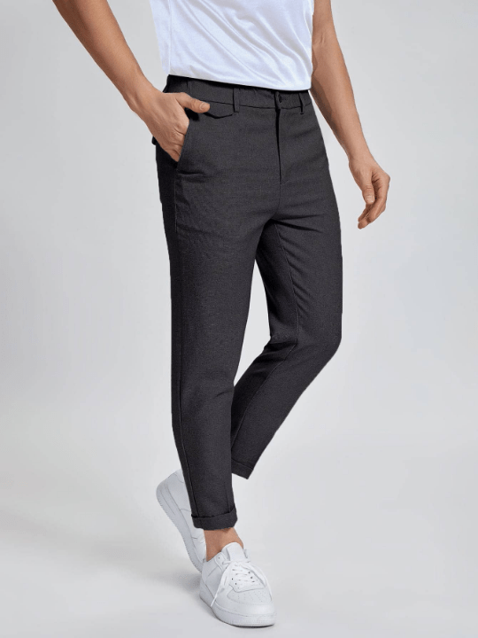 Manfinity Mode Men Solid Zipper Fly Pants - Lolli World Marketplace