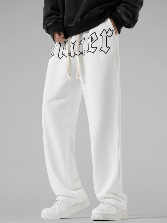 Manfinity Sporsity Loose Fit Men's Letter Print Drawstring Waist Sweatpants - Lolli World Marketplace