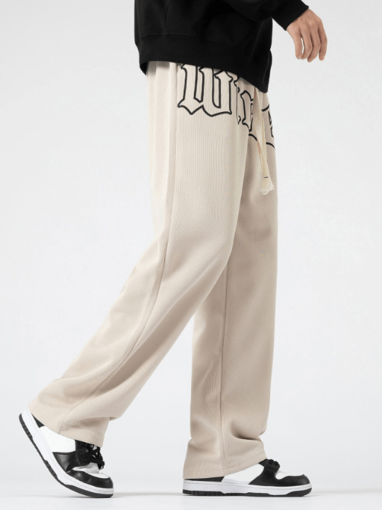 Manfinity Sporsity Loose Fit Men's Letter Print Jogger Pants With Drawstring Waist - Lolli World Marketplace