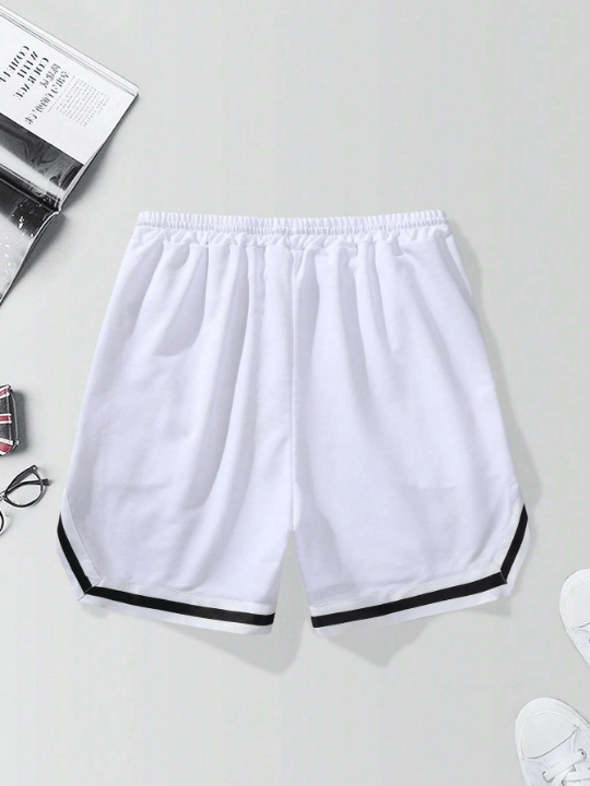 Manfinity Sporsity Loose - Fit Men's Shorts With Letter Graphic, Contrast Trim And Drawstring Waist - Lolli World Marketplace