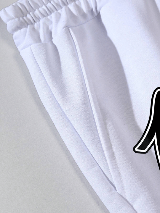 Manfinity Sporsity Loose - Fit Men's Shorts With Letter Graphic, Contrast Trim And Drawstring Waist - Lolli World Marketplace