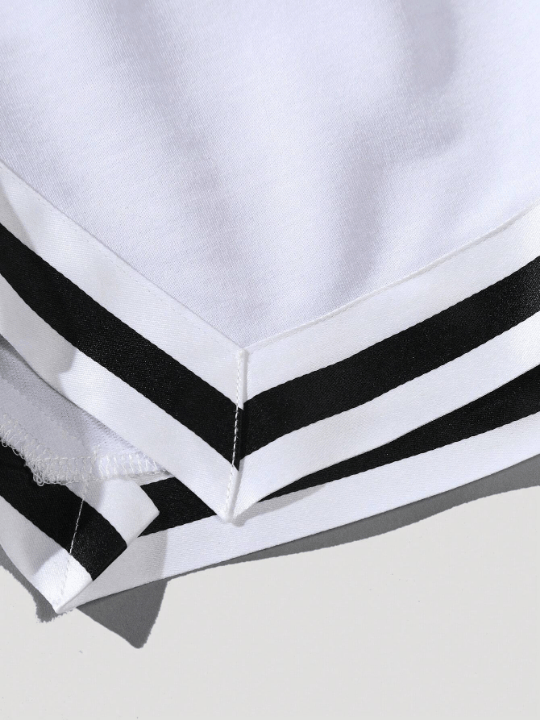Manfinity Sporsity Loose - Fit Men's Shorts With Letter Graphic, Contrast Trim And Drawstring Waist - Lolli World Marketplace