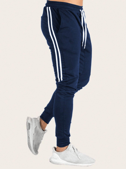 Manfinity Sporsity Loose - Fitting Men's Drawstring Waist Side Decor Belted Long Pants - Lolli World Marketplace