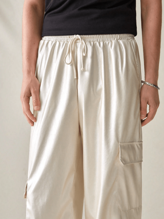 Manfinity UrbanChill Men's Pu Leather Cargo Pants With Pockets - Lolli World Marketplace
