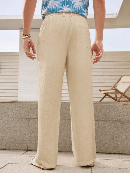 Manfinity VCAY Men's Solid Color Woven Casual Straight Pants With Oblique Pockets - Lolli World Marketplace