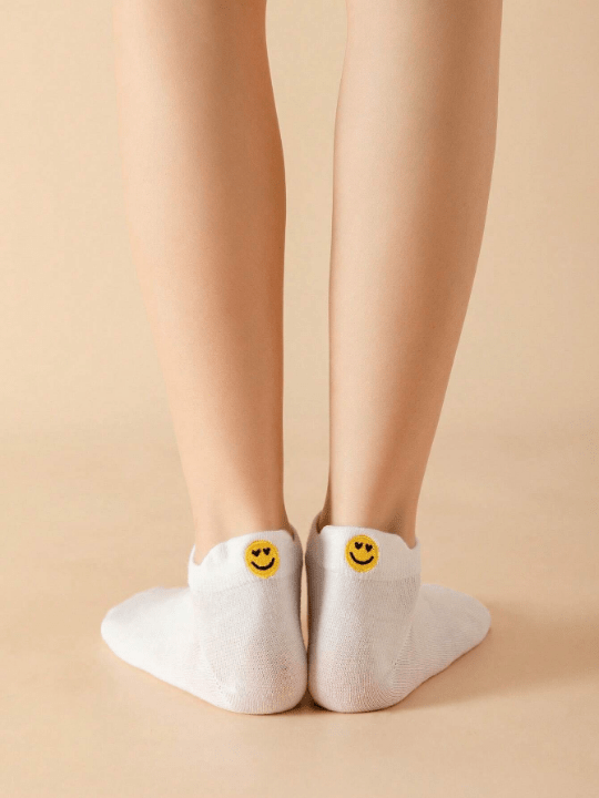 Maryam Alam 6pairs Women Smiling Face Pattern Ankle Socks For Daily Life - Lolli World Marketplace