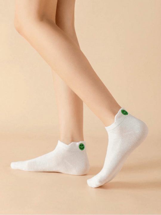Maryam Alam 6pairs Women Smiling Face Pattern Ankle Socks For Daily Life - Lolli World Marketplace