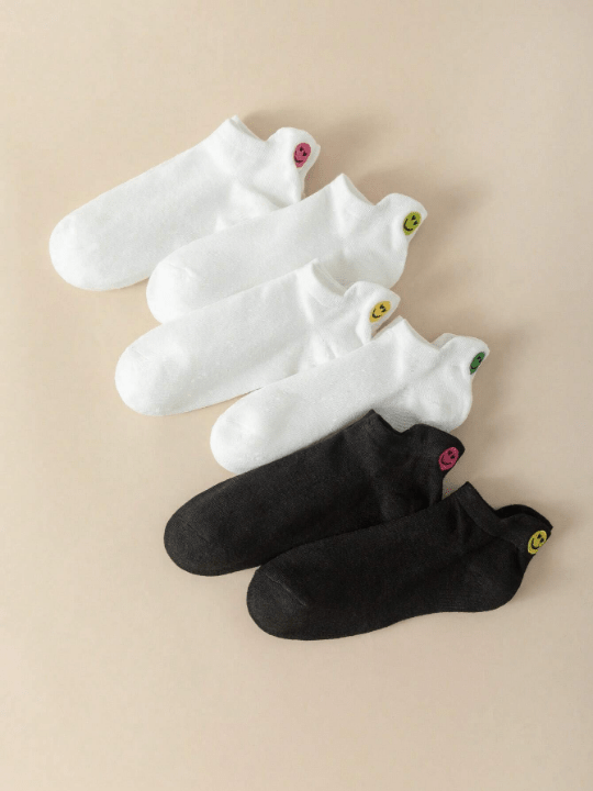 Maryam Alam 6pairs Women Smiling Face Pattern Ankle Socks For Daily Life - Lolli World Marketplace