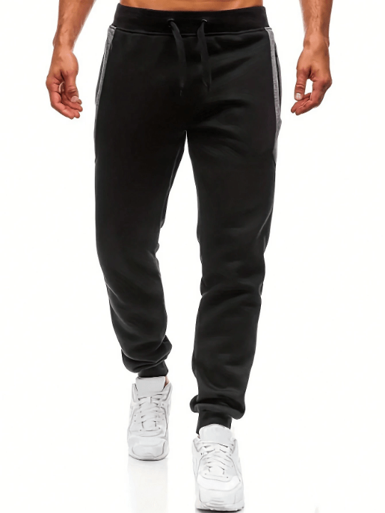 Men Contrast Panel Drawstring Waist Sweatpants - Lolli World Marketplace
