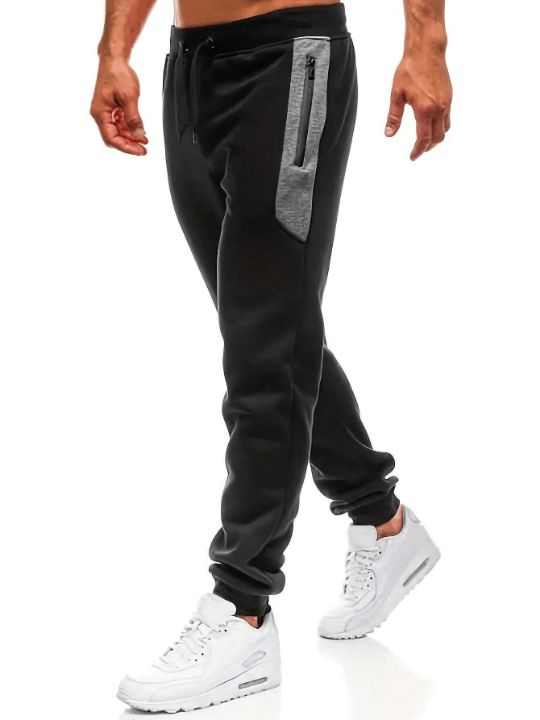 Men Contrast Panel Drawstring Waist Sweatpants - Lolli World Marketplace