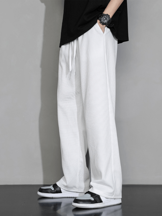Men Drawstring Waist Straight Leg Pants - Lolli World Marketplace
