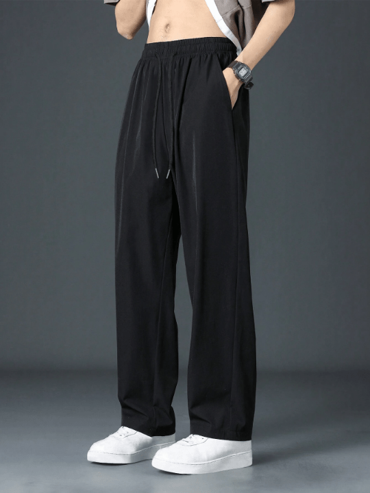 Men Drawstring Waist Straight Leg Pants - Lolli World Marketplace